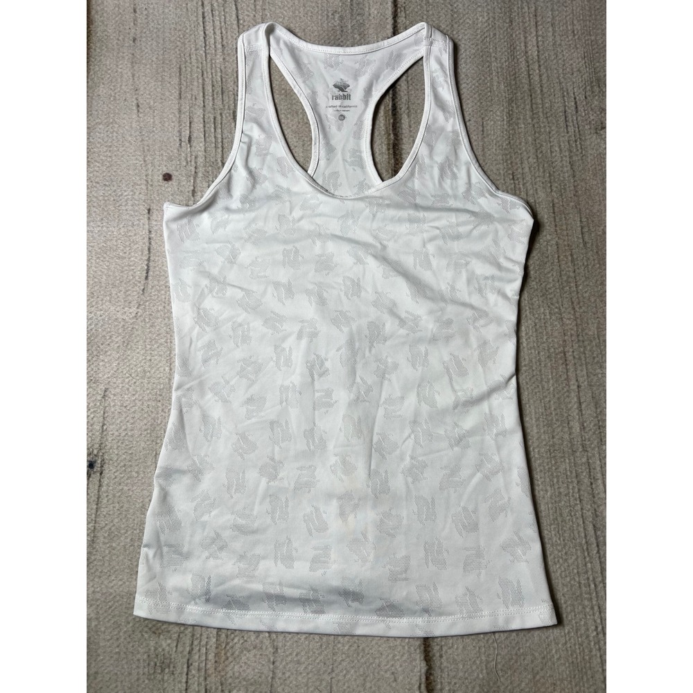 Rabbit Running Tank Top Womens XS White Performance Racerback Athletic